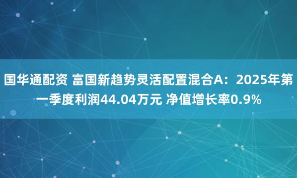 国华通配资 富国新趋势灵活配置混合A：2025年第一季度利润44.04万元 净值增长率0.9%
