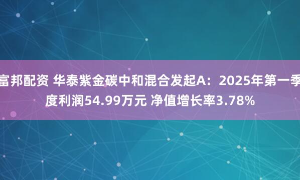 富邦配资 华泰紫金碳中和混合发起A：2025年第一季度利润54.99万元 净值增长率3.78%